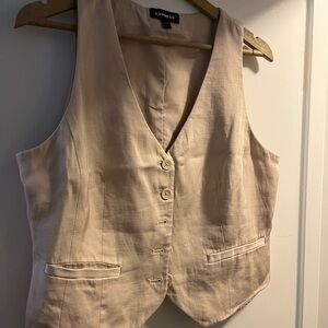 Express Women's Cream Button-Down Vest
